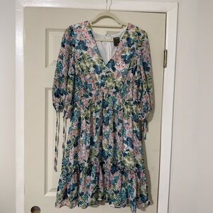 Taylor Multicolor Floral Long Sleeve Dress